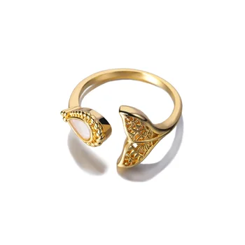 Móda Roztomilý Crystal Morská Víla Chvost Prstene Pre Ženy Pláži Šperky Nastaviteľné Zlato Strieborná Farba Krúžok 2021 Nový Trend Svadobný Dar