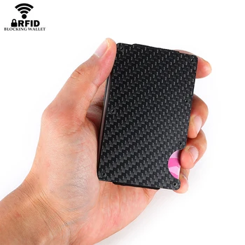 Móda Uhlíkových Vlákien Držiteľa Karty Mini Slim Hliníka Kovové RFID Magic Peňaženky Tenké Mužov Peňaženky Peniaze Taška Vallet