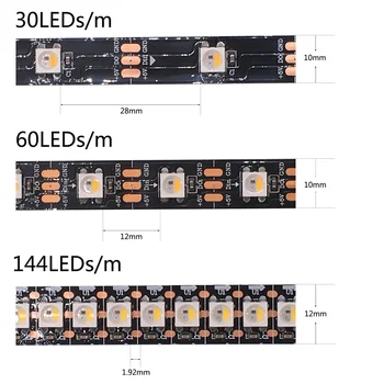 SK6812 RGBW (Podobné WS2812B) 4 V 1 30/60/144 Led/Pixlov/m Individuálne Adresovateľné Led Pásy SV NW WW IP30/65/67 DC5V