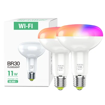 Smart BR30 LED Flood Light Bulb WiFi Žiarovky RGBCW Zmena Farby, Vhodný pre E26 E27 Led Svietidlo Stropné Svietidlo Pracovať s Alexa