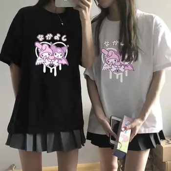 Y2k Bavlna Lete Nadrozmerné Ženy T-shirt Cartoon Lolita Dievčatá Tee Kawaii Anime T Shirt Bežné Harajuku Topy Vintage Oblečenie 90. rokov