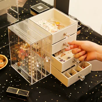 Zásuvky Typ Šperky, Náušnice Displeja, Stojan, Polica Plastové Storagebox Transparentné Kozmetické Storagebox Náhrdelník Braceletbox