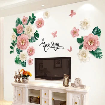 [shijuekongjian] Kvety Samolepky na Stenu DIY Rastliny Stenu pre Obývacia Izba Deti, Spálne, Kuchyne Dom Dekorácie, Doplnky