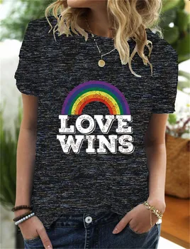 Ženy Hrdosti Lgbt Láska Vyhrať Tričko Topy Žena Harajuku láska Je Láska T-shirt Dievča, Gay Love Lesbické Rainbow Oblečenie
