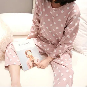 Ženy Sleepwear Dámy Roztomilý Polka Dot Tlače Dlhý Rukáv Pyžamá Set-Top Nohavice, Pyžamá Módne Pyžamá Nastaviť