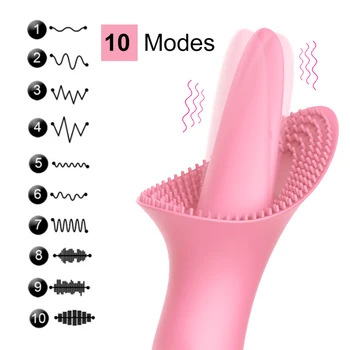 10 Režim G Mieste Klitorálny Vibrátor Jazyk Lízanie Klitoris Tickler Bradavky Stimulátor Vaginálne Masáž Produkt Orgazmus, Sexuálne Hračky pre Ženy