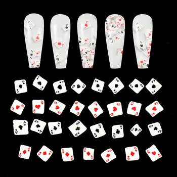 10g Malý Roztomilý Poker Ílu Polyméru Nail Art Príslušenstvo Červená Čierna Séria 3D Nechty, Ozdoby Abecedy Hracie Karty na Nechty, Nálepky