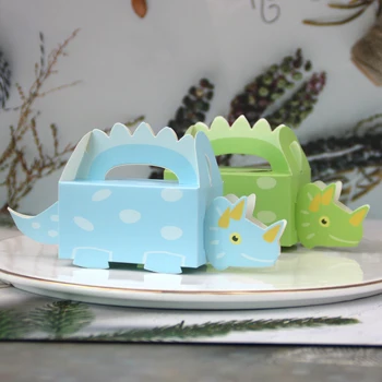 10pcs Dinosaura Strany Modrá Zelená Candy Box Baby Sprcha Candy Boxy Liečiť Deti Narodeninovej Party Láskavosti Babyshower Dekorácie Supplie