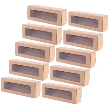 10pcs Macaron PVC Krabice s vyčistiť Okno Papier Balenie Box Cookie Kontajnerov pre Domáce Dezert Obchod (Biela Kniha, Malá)