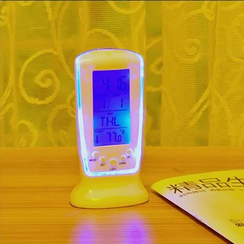 1Pcs Originálne Moderné S Teplotou Nástenné Hodiny Darčeky Hudby, Alarm, 24 Hodinová Displej LED Svietiace Hodinky Lenivý Elektronické