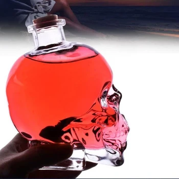1pcs Klasické Sklo Lebky Fľašu Kreatívny Crystal Skull Vodka Fľaša Vína 180ML/350 ML Osobné Halloween Hip Baniek