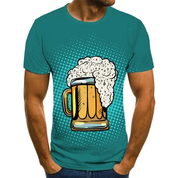 2020 Nové Letné Pivo Plné Módy 3D Tlač Mužov Tričko Novinka Zábavné Mužov Krátky Rukáv T-Shirt Príčinné Muž Tričko Unisex Tričká Top