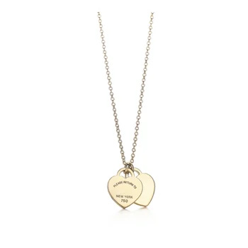 2020! Rose gold 925 sterling silver klasické dvojité srdce prívesok náhrdelník (45 cm), poskytovanie šperky, darčeky pre blízkych