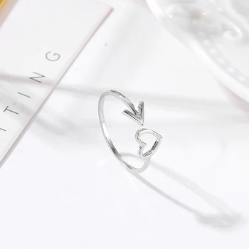 2021 Nové Duté Sa Srdce Tvar Resizable Otvorte Nastaviteľné Krúžky Módne Ženy Roztomilý Dievča Jednoduché Kovové Láska Crystal Krúžok Šperky