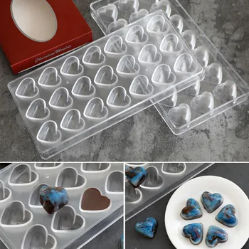 21 Mriežky 3D tvare Srdca Polykarbonátu Čokoláda Formy DIY Cukroviniek Formy na Pečenie Čokoláda Tray Cake Decoration Plesní