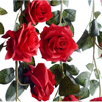 6pcs Umelé Ruže Kvet Viniča Falošné Ruže, Kvety, Veniec, Svadobné Dekorácie, Závesné Domova flores umelé 1,8 M