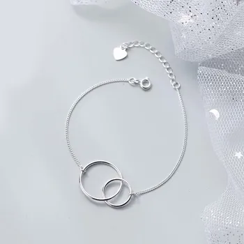 925 Silver Okrúhly Tvar Šperky Kúzlo Náramok Bijoux Minimalizmus Bangles Vintage Joyas Boho Strieborné Prívesky pre ženy