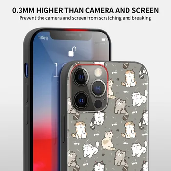 Black Soft Telefón puzdro Pre iPhone 11 12 Pro Max 7 8 Plus Kryt Pre XR SE 2020 X XS 6 6 5 5S Silikónové Shell Cartoon Vtipné Mačku Sac