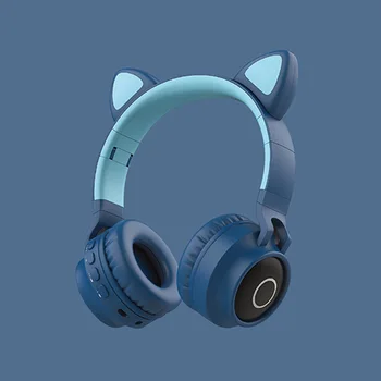 Bluetooth Bezdrôtové Slúchadlá Cez Ucho Mačka Ear Slúchadlá s LED Svetlom Skladacia Vstavaný Mikrofón a Ovládanie Hlasitosti na Cel