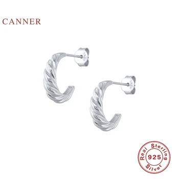 CANNER 925 Sterling Silver Šperky Pre Ženy Móda Croissant Typ C Piercing Stud Náušnice Pendientes Plata 925 Šperky