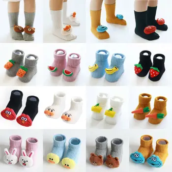 Cartoon Batoľa Jeseň Zima Dieťa Dieťa Mäkké Ponožka Anti-slip Ponožky Batoľa Topánky Poschodí Papuče Poschodí Ponožky