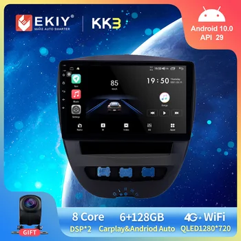 EKIY 1280*720P QLED Android 10.0 autorádia Pre Citroen C1 2005-14 Pre Toyota Aygo GPS Navi Stereo Audio Video Prehrávač Multimediálnych súborov