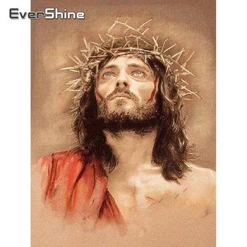 EverShine DIY Diamond Maľby Plné Námestie Náboženstvo Diamond Mozaiky Ježiš Cross Stitch Portrét Výšivky Dekor Pre Domáce