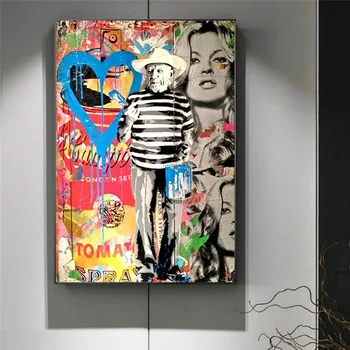 Graffiti Art Dievča s Balónom Plátno na Maľovanie Abstraktné Ulici Pop Art Plagáty a Tlačí na Steny Umenie Fotografie pre Domáce Dekorácie