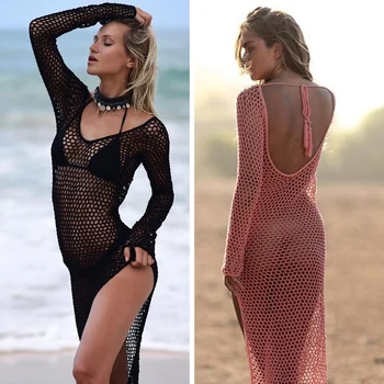 Hot Predaj Ženy Sexy Bikini Beach Cover-up Plavky Zahŕňa up plavky Leto Plaviek Háčkované Plavky Oka Plážové Šaty