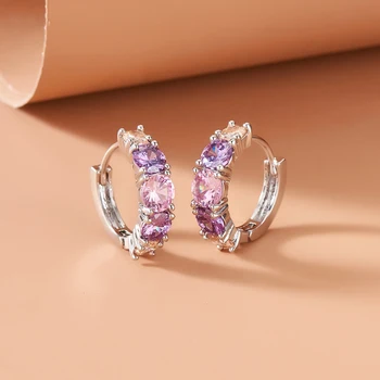 HuaTang Luxusné Farebné Crystal Kolo Stud Náušnice pre Ženy, Strieborná Farba Biely Zirkón Kamenné Obvodové Náušnice Svadobné Šperky