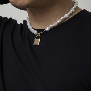 Ingemark Boho Goth Zámok Prívesok Imitácia Perlový Náhrdelník Choker Clavicle Reťazca Náhrdelníky pre Ženy 2021 Trendy, Nové Šperky Dary