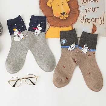 Japonský Štýl-Om Hippo Ponožky Pre Ženy, Komiksu, Anime Priedušná Bavlnené Ponožky Žena Jar Príležitostné Športové Ponožky Roztomilý Radi Vtipné Sox