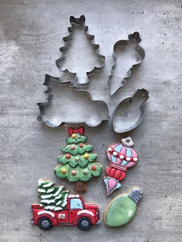 KENIAO Stromu Auto Cookie Cutter Pre Vianočný Večierok - 9.1 x 12.4 CM - Sušienky Fondant Chlieb Cutter - Nerezová Oceľ