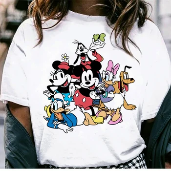Kawaii Cartoon Disney Donald Duck T Shirt Ženy Roztomilé Deti T-shirts Zábavné Unisex Topy Anime Harajuku Pár Grafické Tees Žena