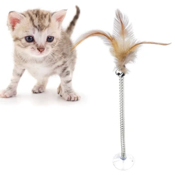 Kreatívne Mačky, Hračky, Elastické Pierko Bell Hračky Prísavkou Na Jar Bulík Hračky Cat Kitten Interaktívne Teaser Pet Výrobky Pre Mačky