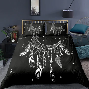 Mesiac Vytlačené Perinu&obliečka na Vankúš 3D posteľná bielizeň Nastaviť Luxruy domáci Textil, 2/3 Ks Spálňa Jeden Twin Kráľovná King Size Deka Kryt
