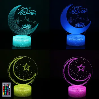 Moon Star LED Svetlo Ramadánu Dekorácie Pre Domov Ploche Svetlá Diaľkové Ovládanie, Farebné Čítanie Islamskej Eid Mubarak Ramadánu Dary