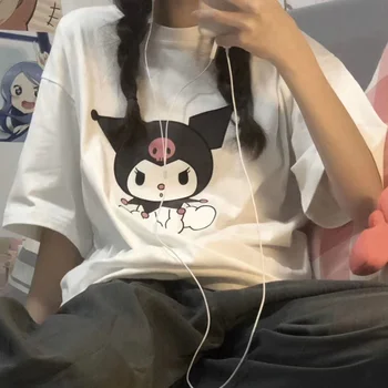 Móda Ženy Y2k Tričko Lete Študentka Mária Cartoon Kuromied Tlač Voľné T-shirt Top Harajuku Bežné Cool Oblečenie Dievčatá