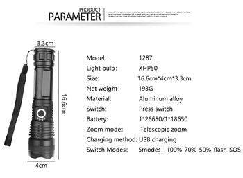 Nové XHP90.2 LED Baterka USB Nabíjateľné Baterky XHP50 Baterka Taktické Vodotesný, Baterka Strane Svetla Camping LED Baterka