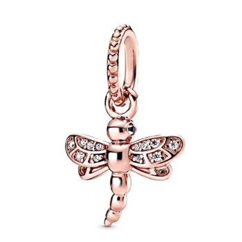 Nové ružové Zlato Srdci Mama Kvet Balón Krídla, Perie Jednorožec Korálky Fit Pandora Prívesky Náramok DIY Módne Originálne Šperky Dievča