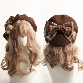 Prehoz beret British fashion Japonský vlnené luk klobúk žena jeseň a v zime joker