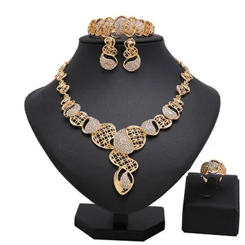 Právo Nádherné Vyhlásenie Šperky Set Ušľachtilé Zlato Návrhár Šperkov Nastaviť Nigérijský Svadobné Žena Príslušenstvo Šperky Set Veľkoobchod
