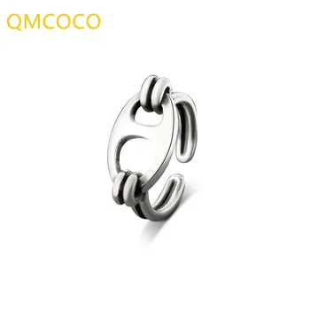 QMCOCO 2021 Nové 925 Silver Retro Kórea Jednoduché Umenie Otvorenie Nastaviteľné Jednoduchý Univerzálny Krúžok Ženské Šperky Príslušenstvo