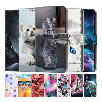 Roztomilé Mačka, Tiger Maľované Kartu Peňaženky Flip puzdro Pre Huawei Honor 8S 8A 8C 8X 9S 9A 9X Lite 10X Lite 8 9 10 Lite Knižné