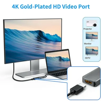 USB C 6 v 1 Hub 4K Typ-C na kompatibilný s HDMI Adaptér Dock Dongle S PD Nabíjanie Pre Windows 10/8/7/Vista/XP/Mac OS X 10.6