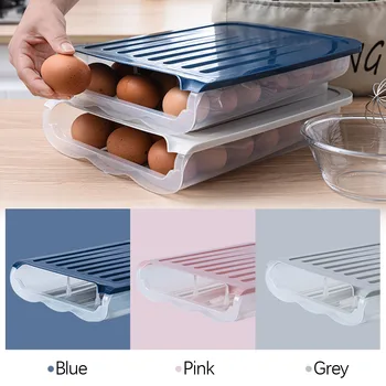 Vajcia Úložný Box Jednej Vrstve S Vekom Auto Roll, Plastové Transparentné Vajcia Prípade Veľkú Kapacitu Chladničky Vajcia Zachovanie Box