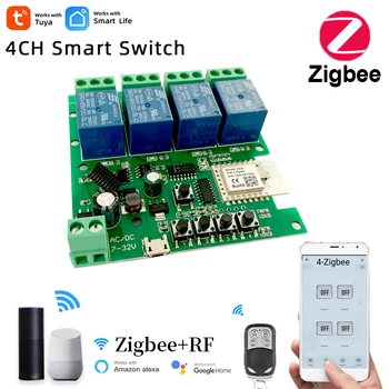 Wifi Smart Light Switch Zigbee Wifi Modul,4CH DC 5V/12V/32V RF433 Prijímať Prácu s Alexa Google Asistent,Tuya Inteligentný Život