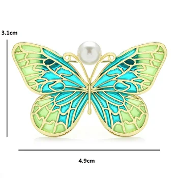 Wuli&baby Smalt Motýľ Brošne Ženy Pearl 4-farebné Hmyzu Tričko Šaty Brošňa Darov Kolíkmi