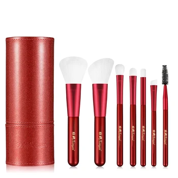 XINYAN Červená make-up Sada štetcov S Bag Obočie Nadácie Blush Brush Prášok Miešanie Očné tiene make-up Krásy Tool Kit 7pcs