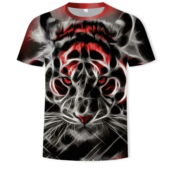 Zvierat lev, tiger pánske T-shirt O-krku krátky rukáv Anime cartoon 3d tlač pánske tričká bežné pláži t shirt nadrozmerné t-shirt